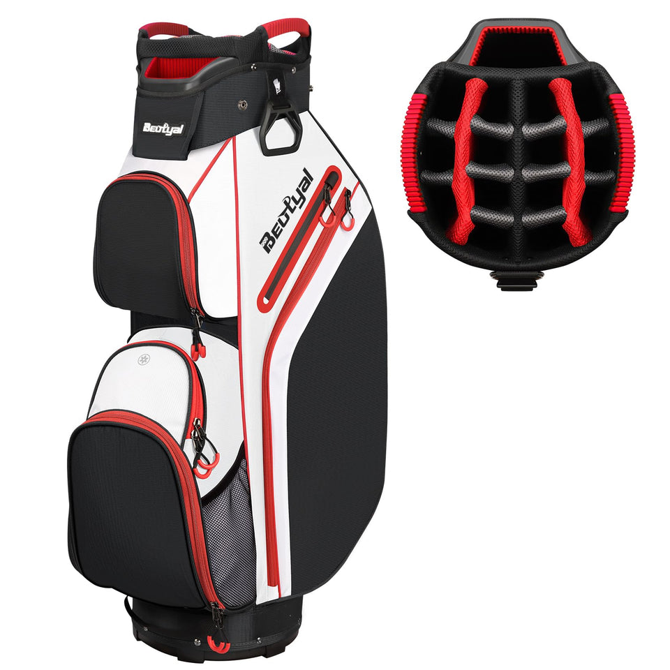 Beutyal cart golf bag with 15 way divider keeps clubs organized and easily accessible