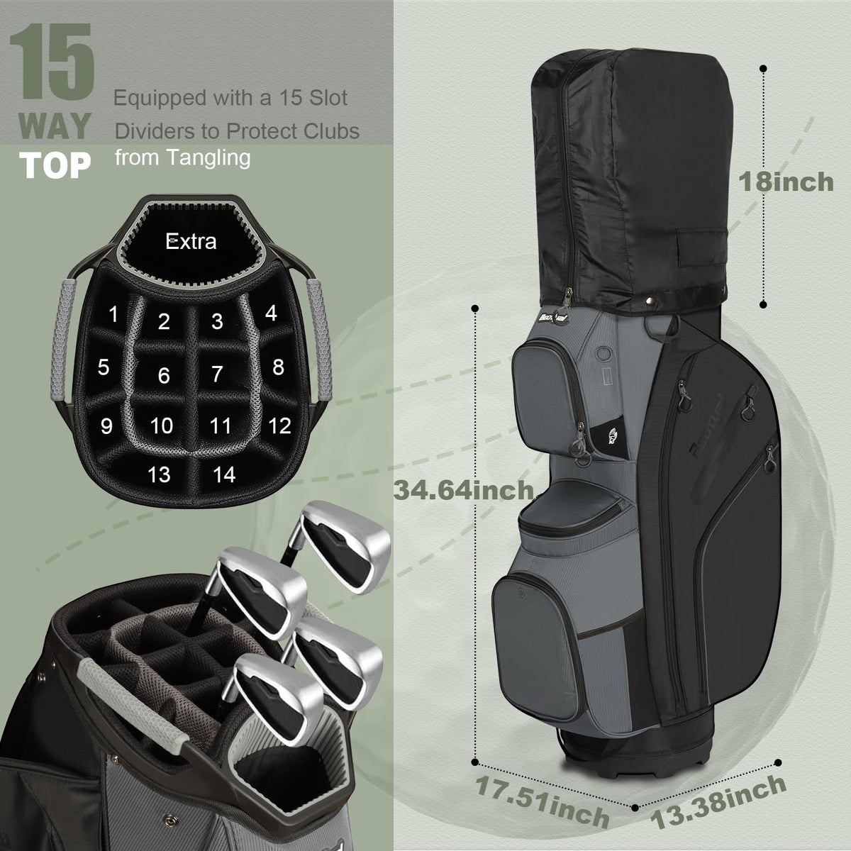 Beutyal Cart Golf Bag insulated cooler pocket keeps drinks cold during rounds.