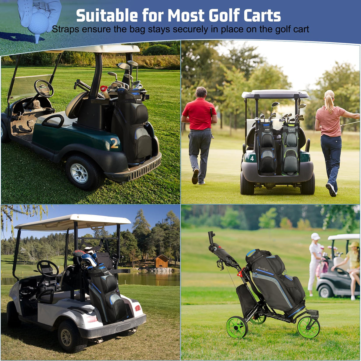 Beutyal cart golf bag lined valuables pocket keeps valuables secure