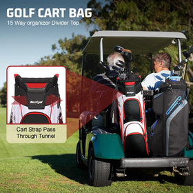 Beutyal cart bag mounted on a cart for easy on cart setup and reach