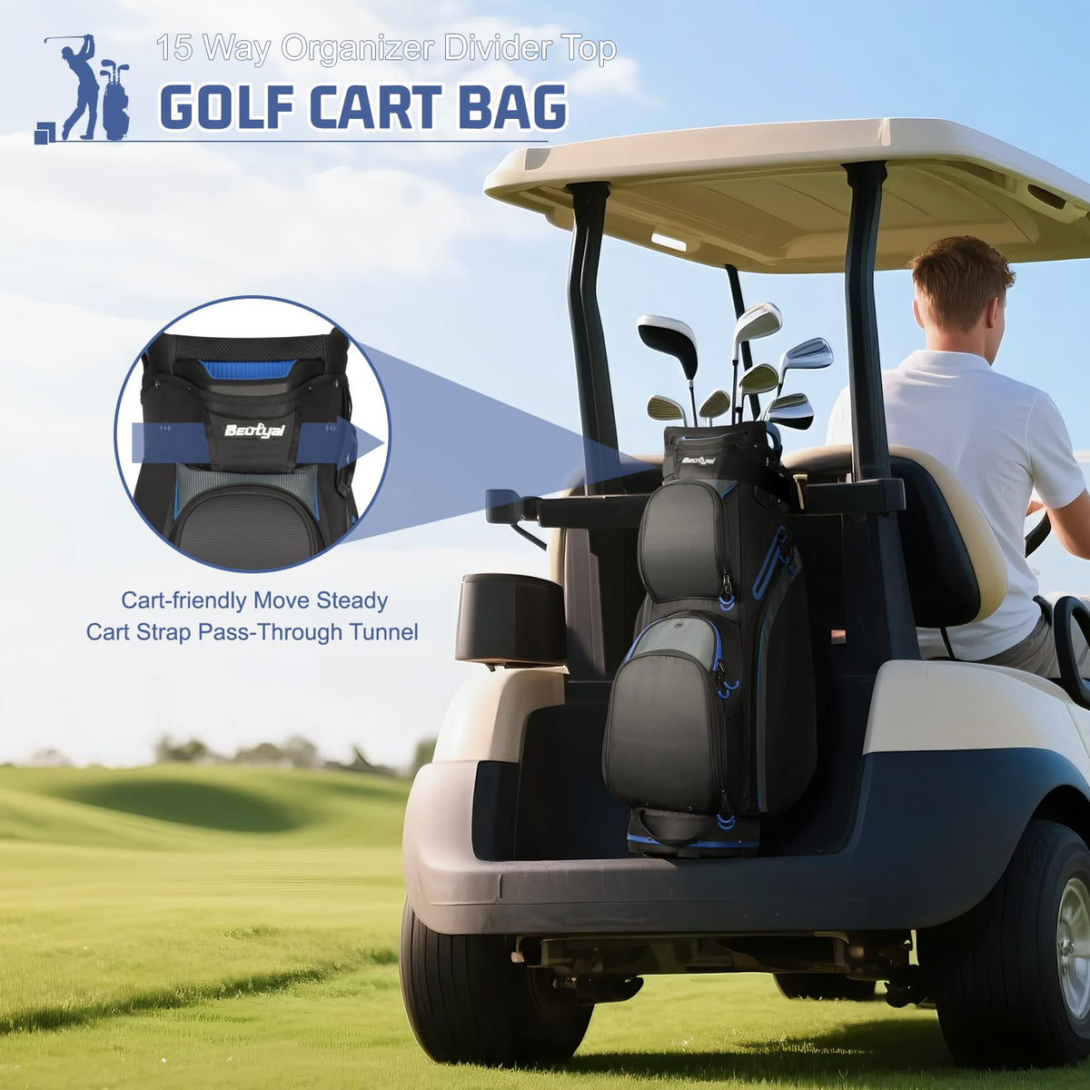 Beutyal cart golf bag rain cover protects clubs from sun and rain