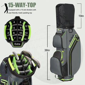 Beutyal rain and dust cover protects clubs from sun and rain.