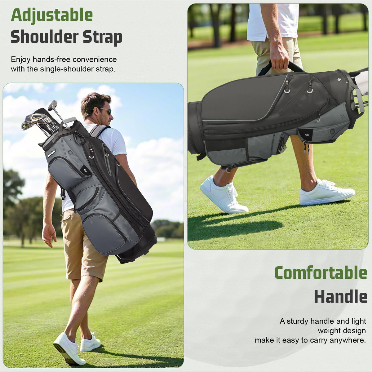 Beutyal Cart Golf Bag two top handles for easy carrying.