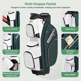 Beutyal golf bag with 11 pockets for gear, tees, and apparel.