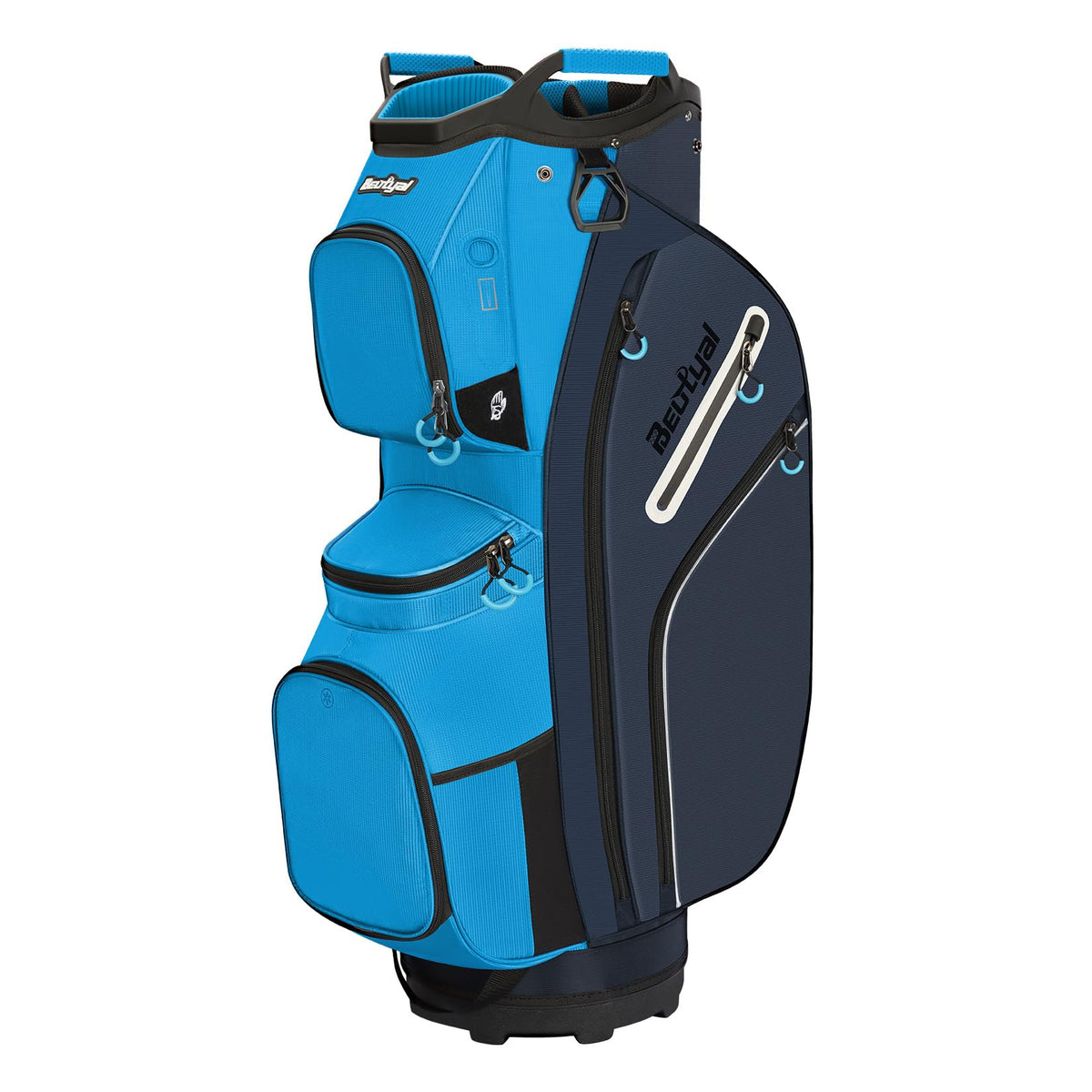 Beutyal golf cart bag with 15-way top dividers protecting clubs during transport