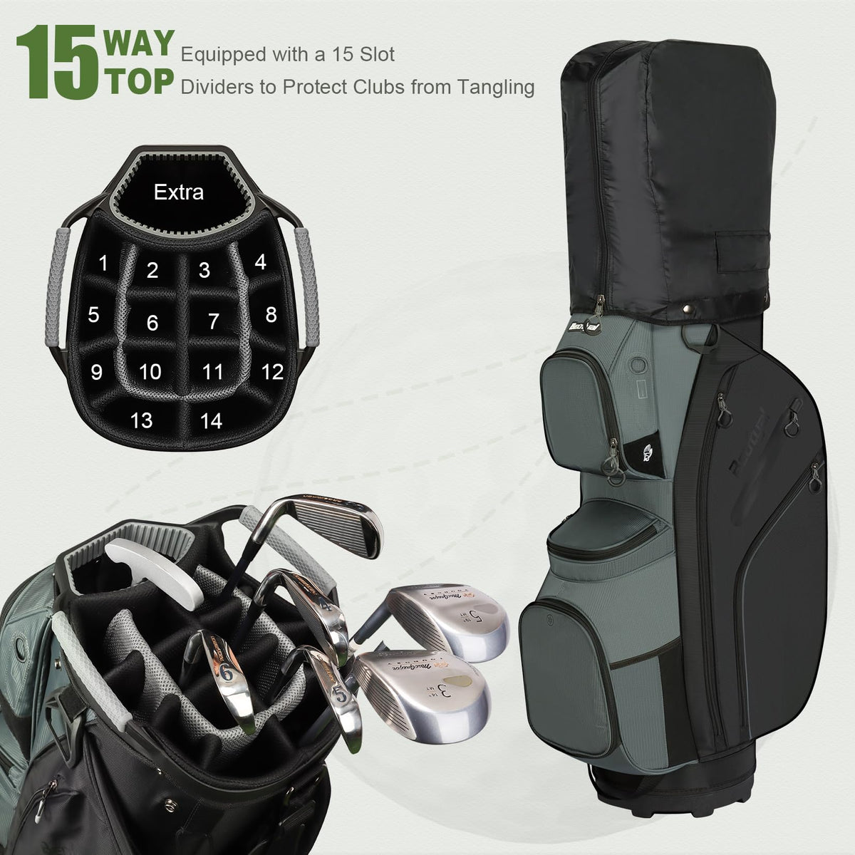 Beutyal bag cooler pocket keeps drinks within reach during a round