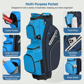 Beutyal golf bag showing glove and towel attachment for easy access