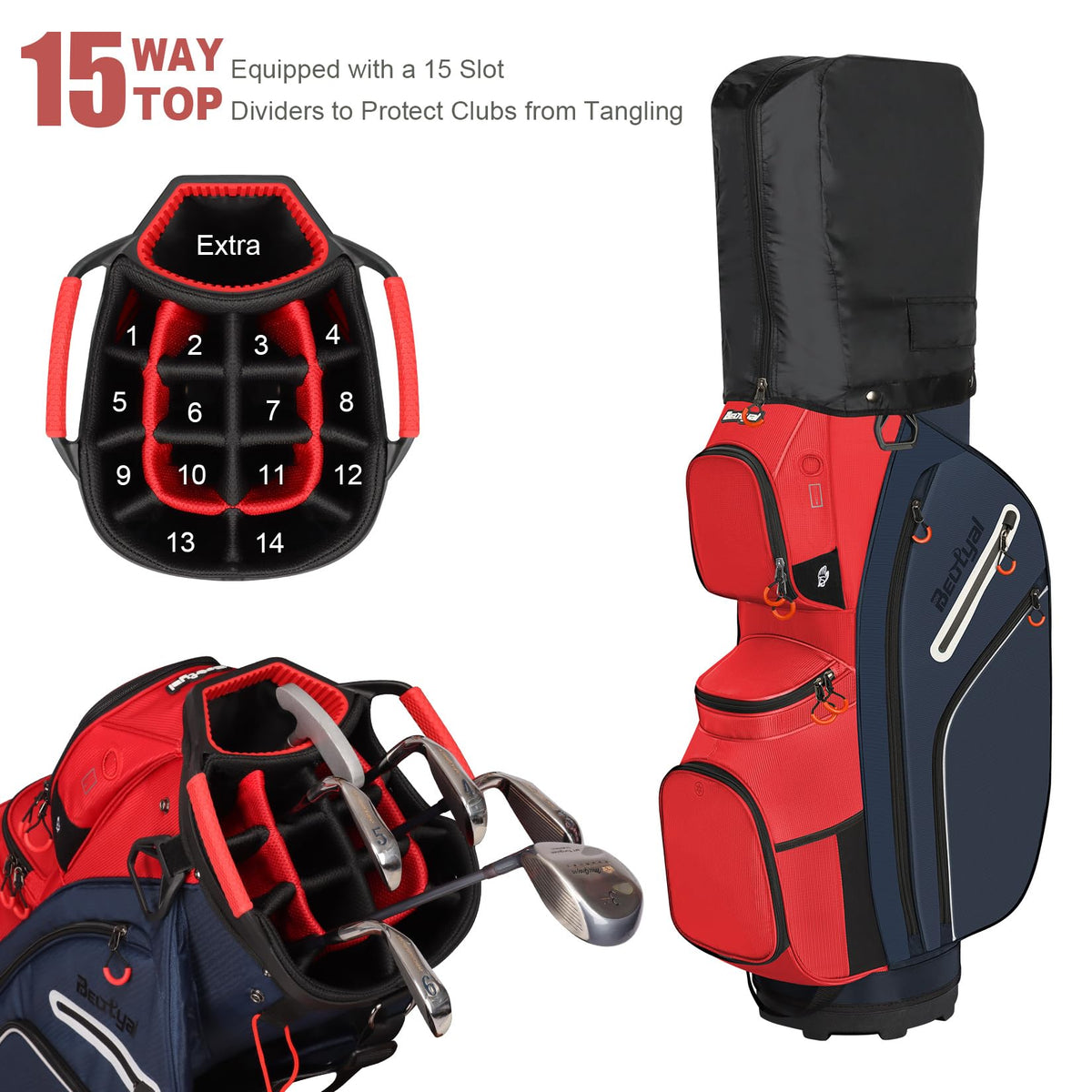 Beutyal Golf Cart Bag with insulated cooler pocket keeps drinks cold between holes
