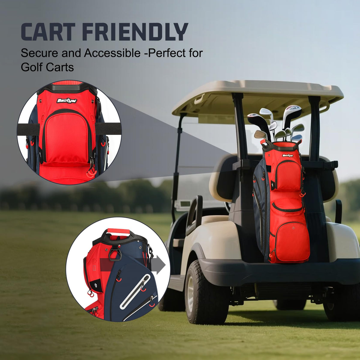 Beutyal Golf Cart Bag includes a dedicated rain cover for weather protection