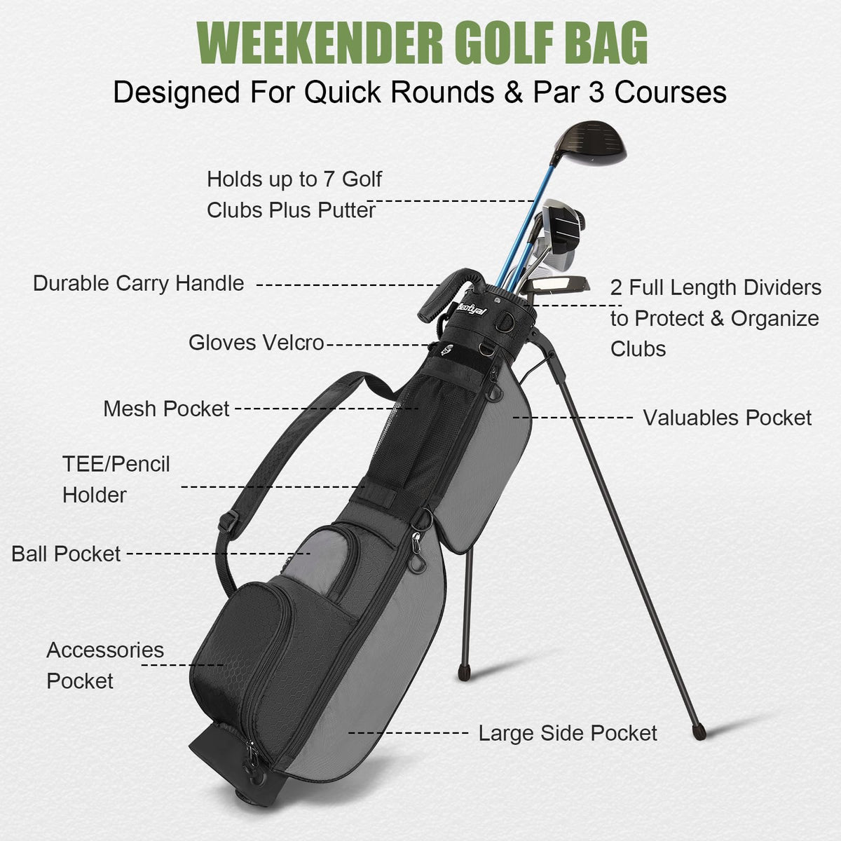Beutyal par-3 friendly bag ideal for executive courses and quick practice.