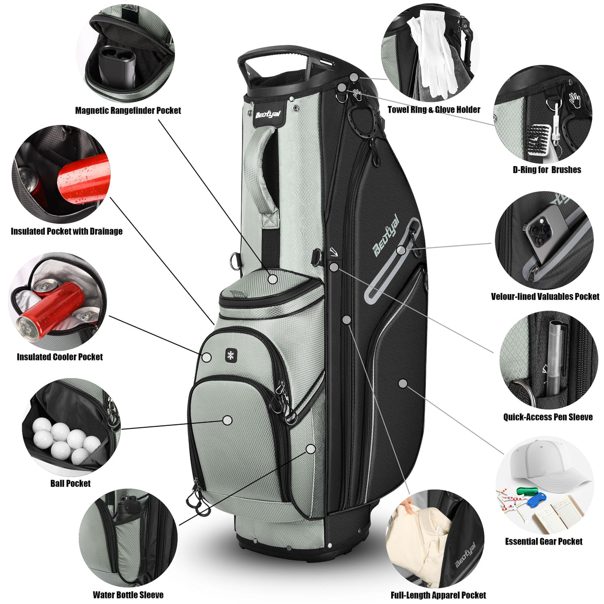 Beutyal insulated cooler pocket with drain keeps beverages cold and dry