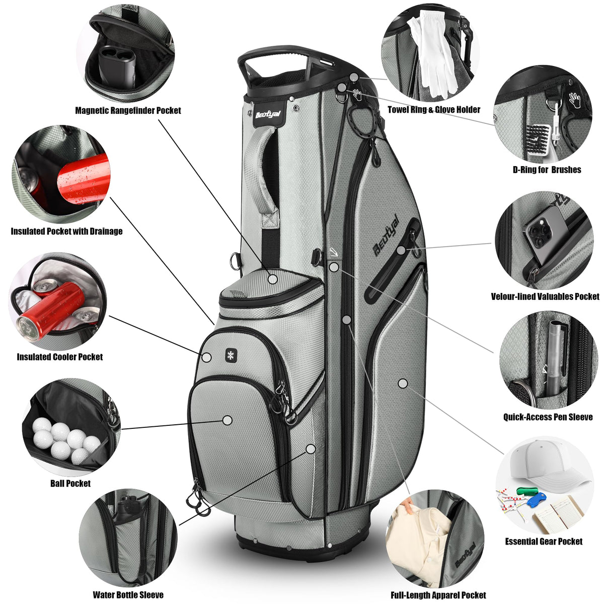 Beutyal insulated cooler pocket keeps drinks cool mid-round