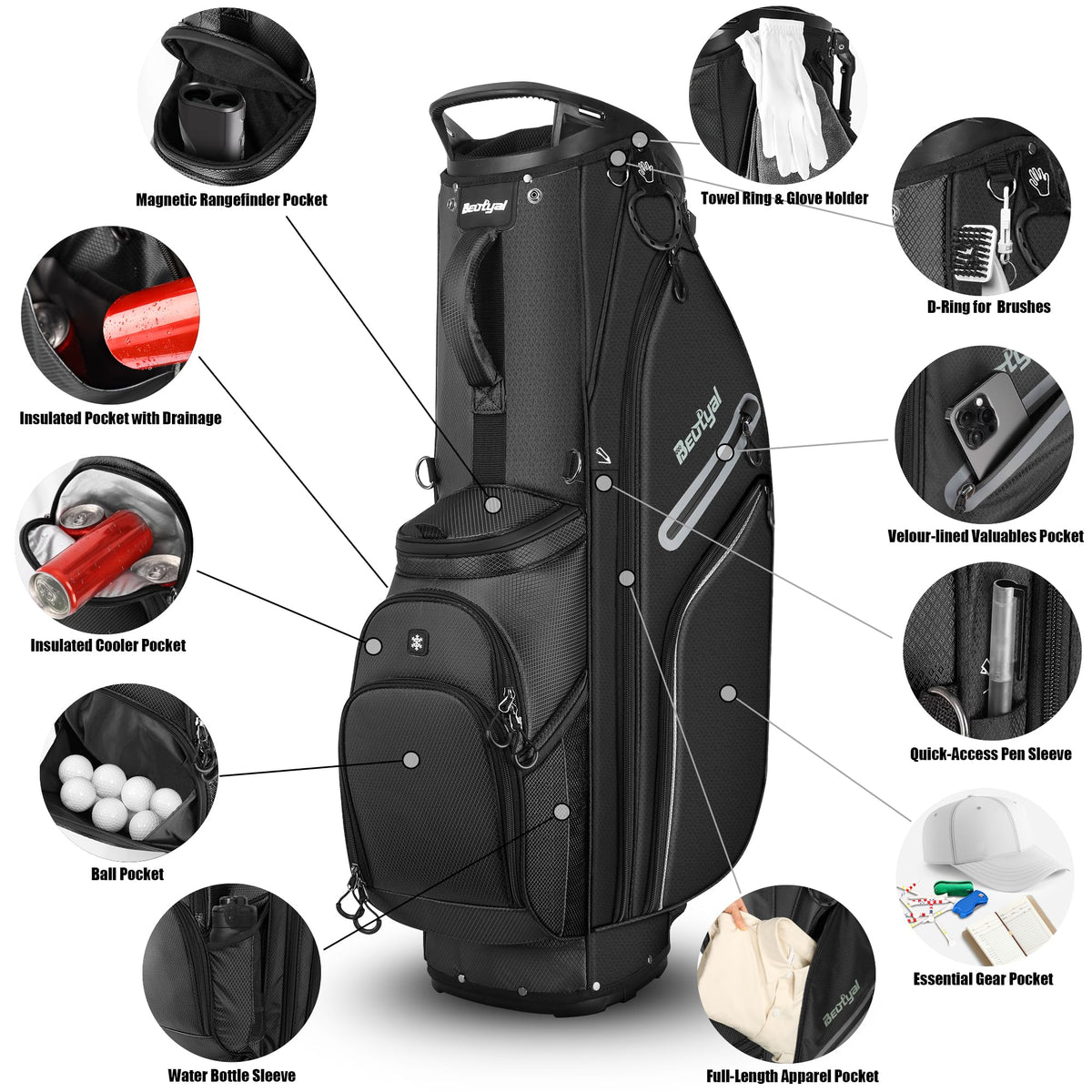 Beutyal rain hood cover protects gear from rain and dust.