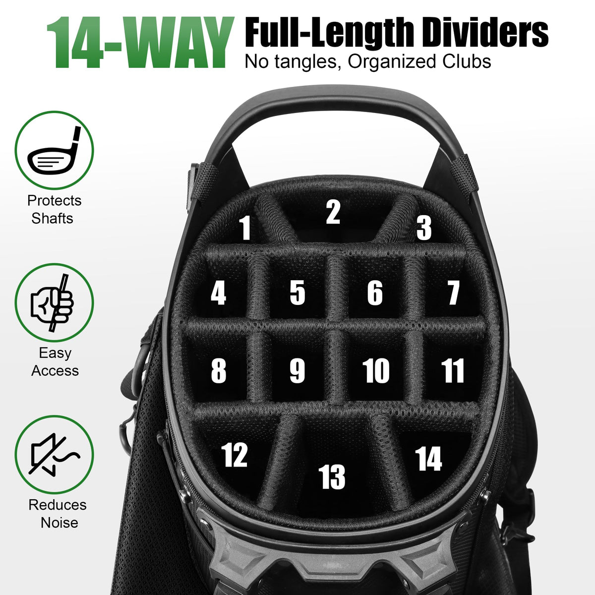 Beutyal stand bag side pocket shows easy-access storage for gear