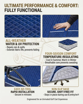 Removable, machine-washable cover for BHLOR golf cart seats