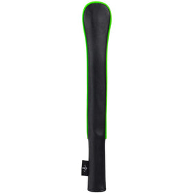 Close up of the black exterior and sturdy stitching for long lasting protection.