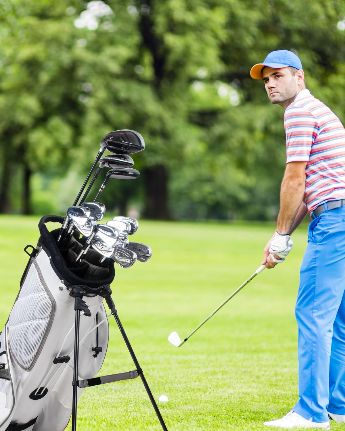 Big Teeth golf bag accessory keeps your setup steady during practice