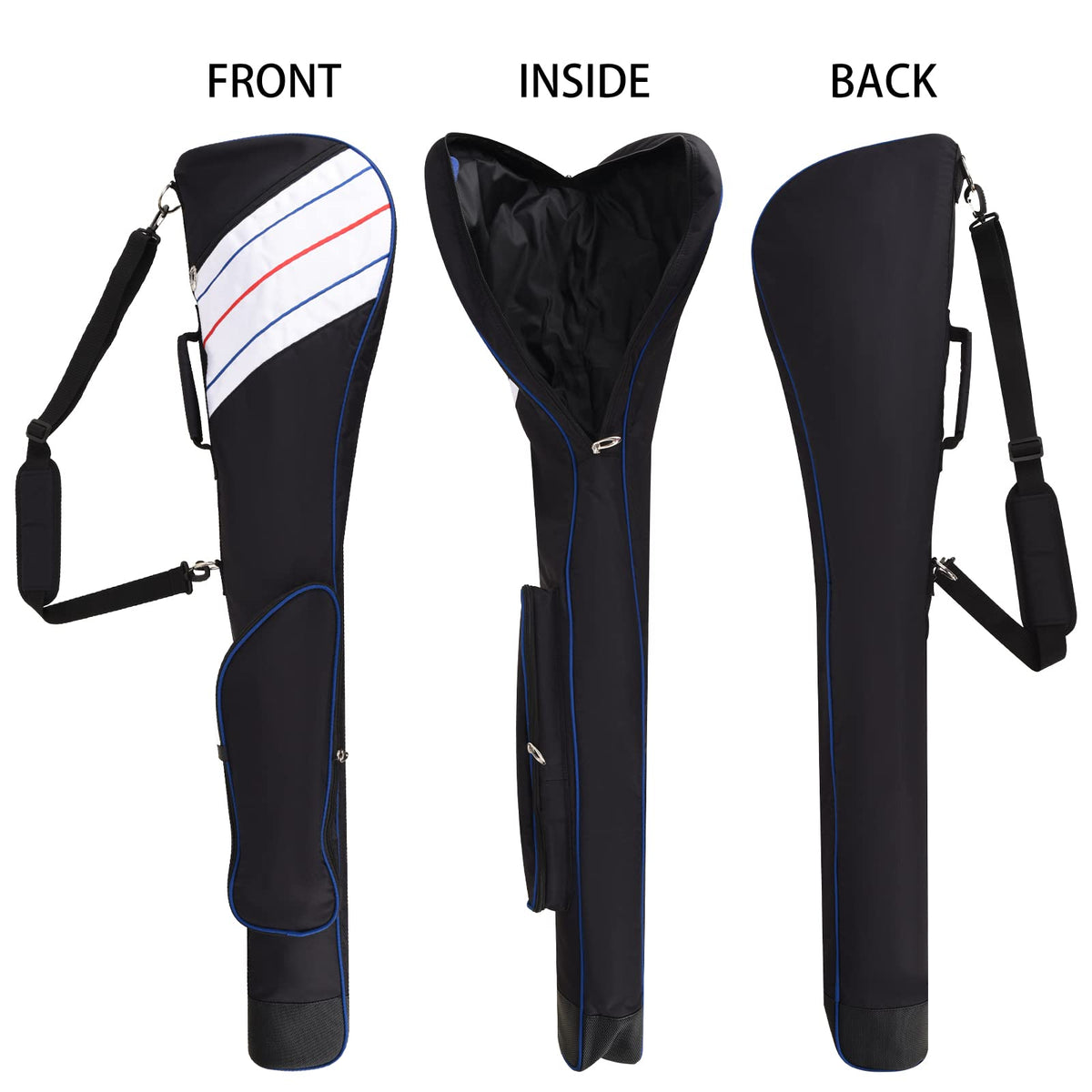 BIG TEETH golf bag black stripes color option ready for travel