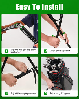 Big Teeth Golf Bag Stand Attachment adjustable buckle for personalized angle.