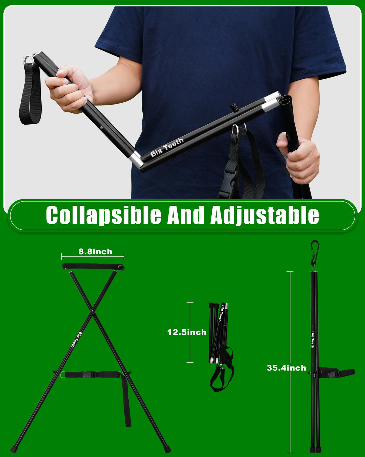 Big Teeth Golf Bag Stand Attachment durable build supports various bags.