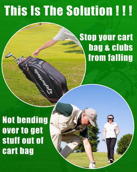Big Teeth Golf Bag Stand Attachment folded compactly for storage in pocket.