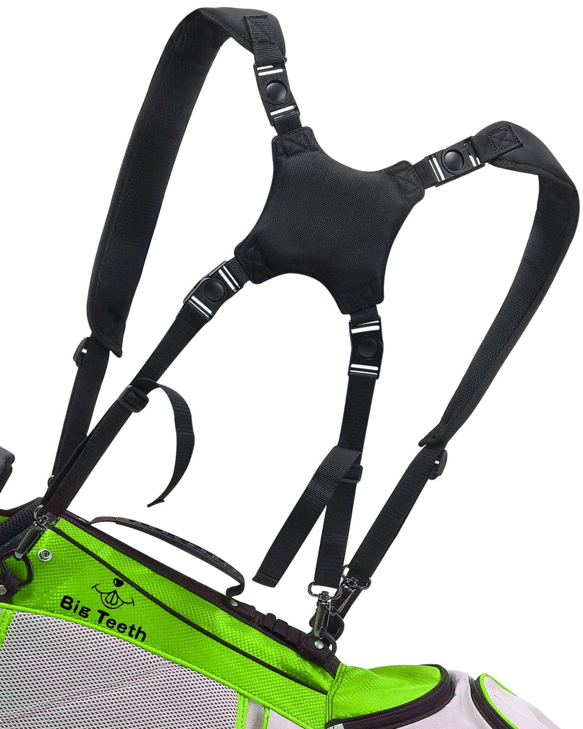 BIG TEETH golf bag strap with four D rings for secure replacement