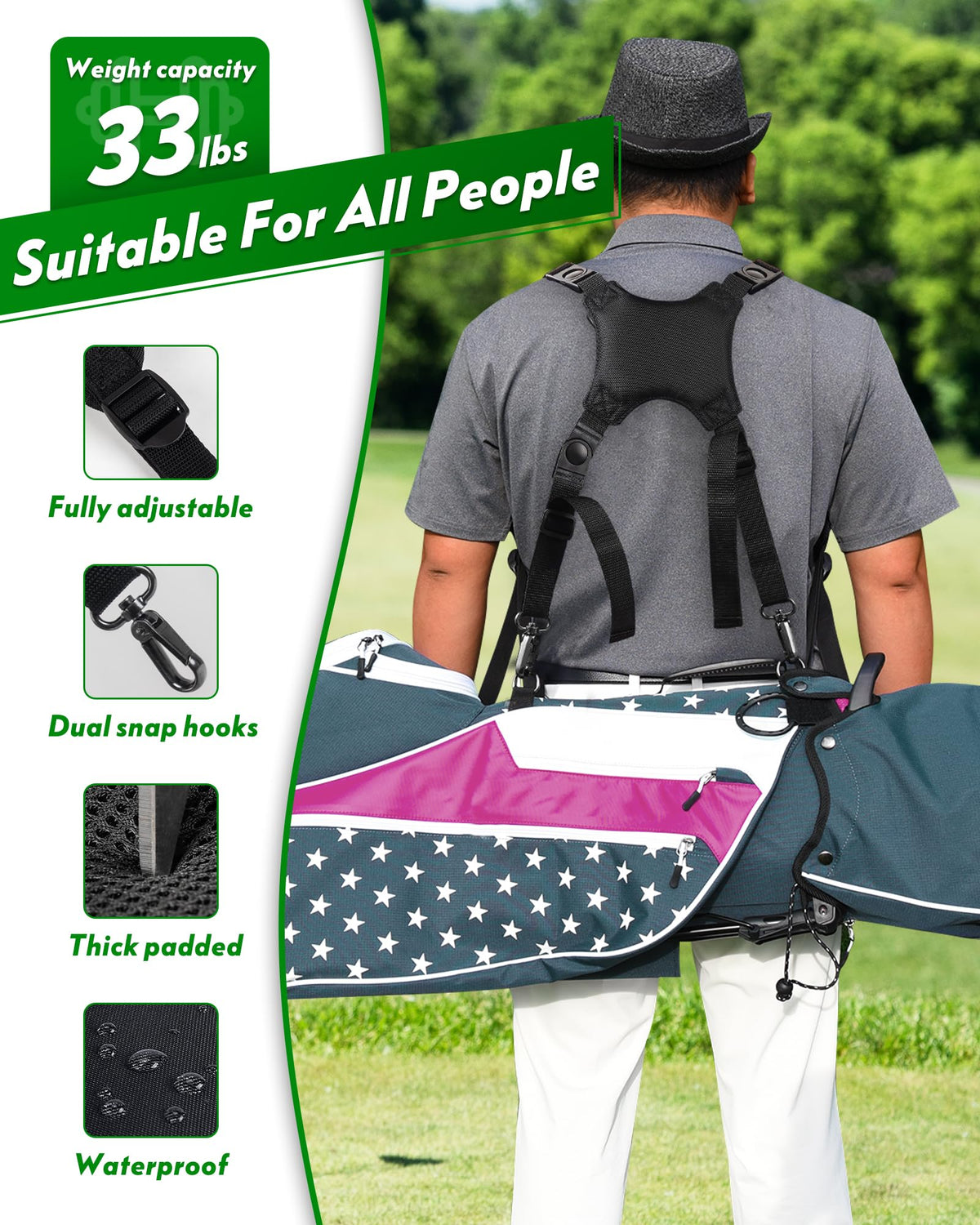 BIG TEETH strap in black color to match most bags