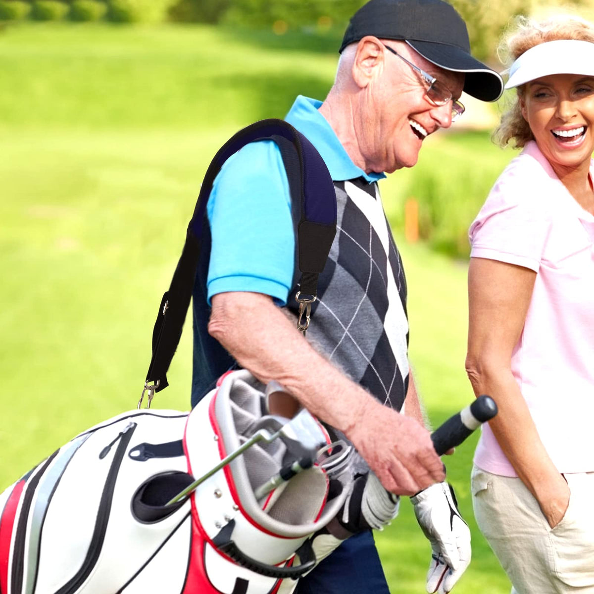 BIG TEETH blue replacement strap simplifies replacing a worn golf bag strap.