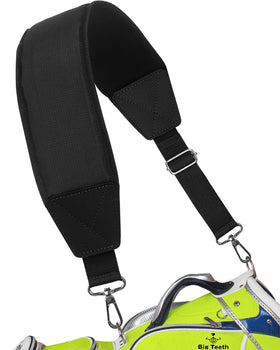 BIG TEETH golf bag strap with padded detail for comfortable carry.