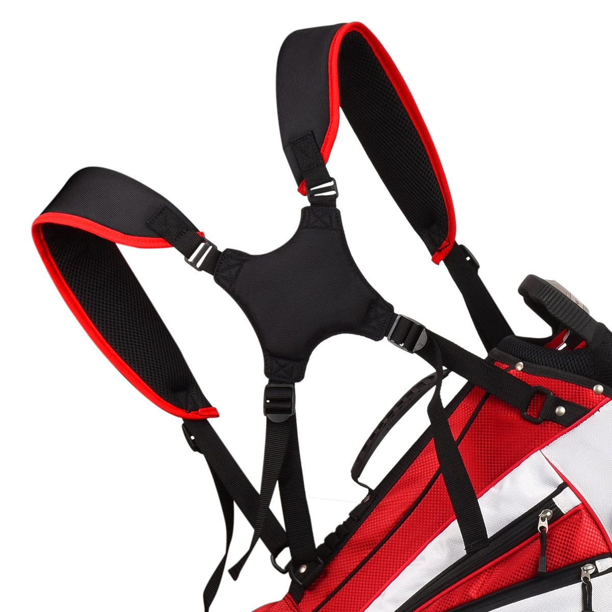 BIG TEETH golf bag strap padded shoulder for comfortable carry.