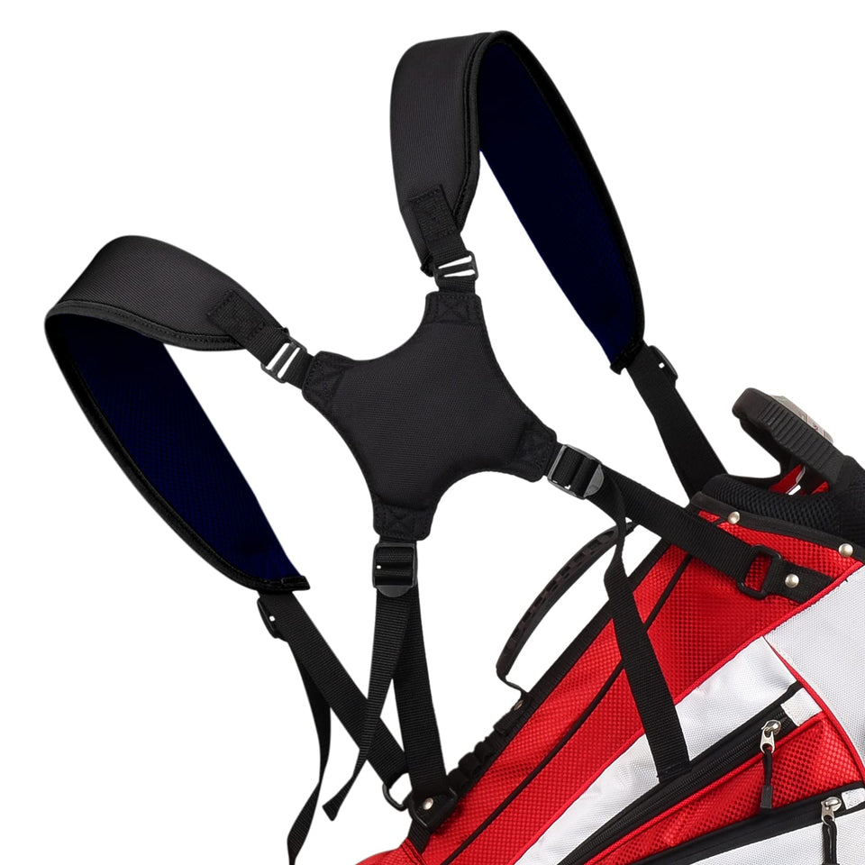 Big Teeth golf bag strap replacement for backpack-style bags with four-clip compatibility.