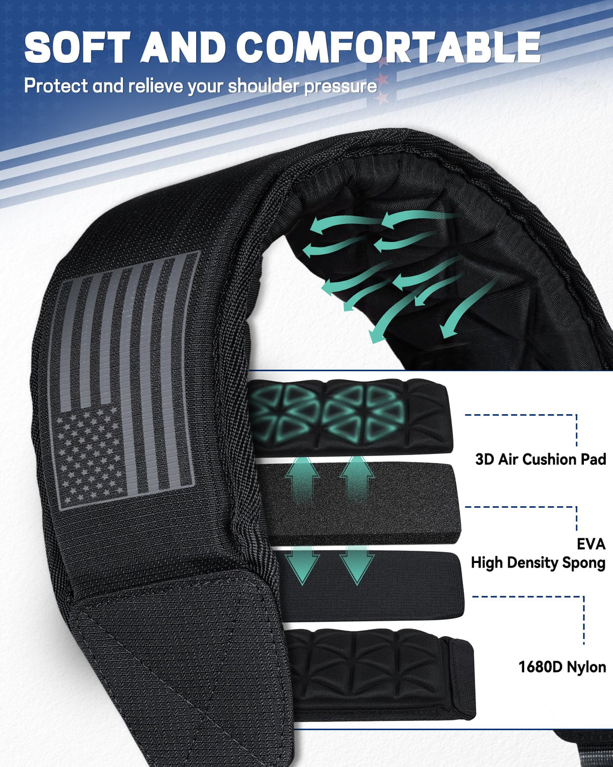 BIG TEETH golf bag strap featuring secure swivel buckles for quick install.