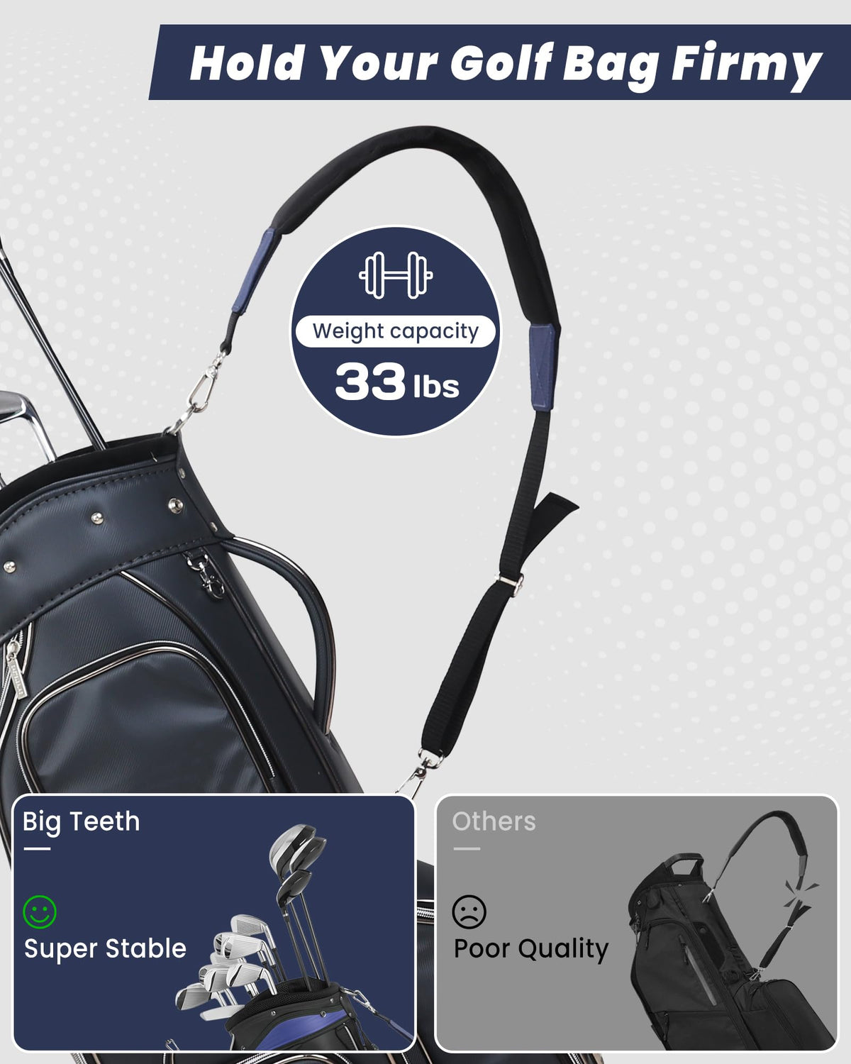 BIG TEETH golf bag strap universal adapter keeps bags compatible