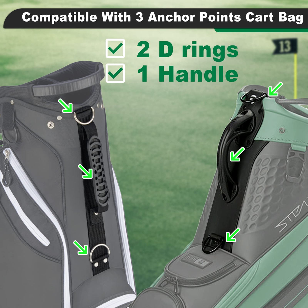 BIG TEETH nylon-waterproof golf bag straps protect your bag in rain.