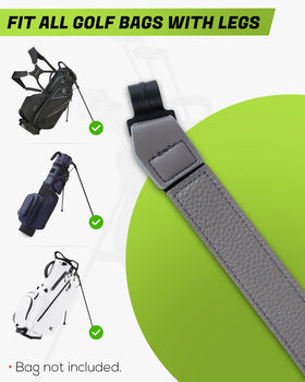 Big Teeth leather strap on bag legs provides quick access to clubs