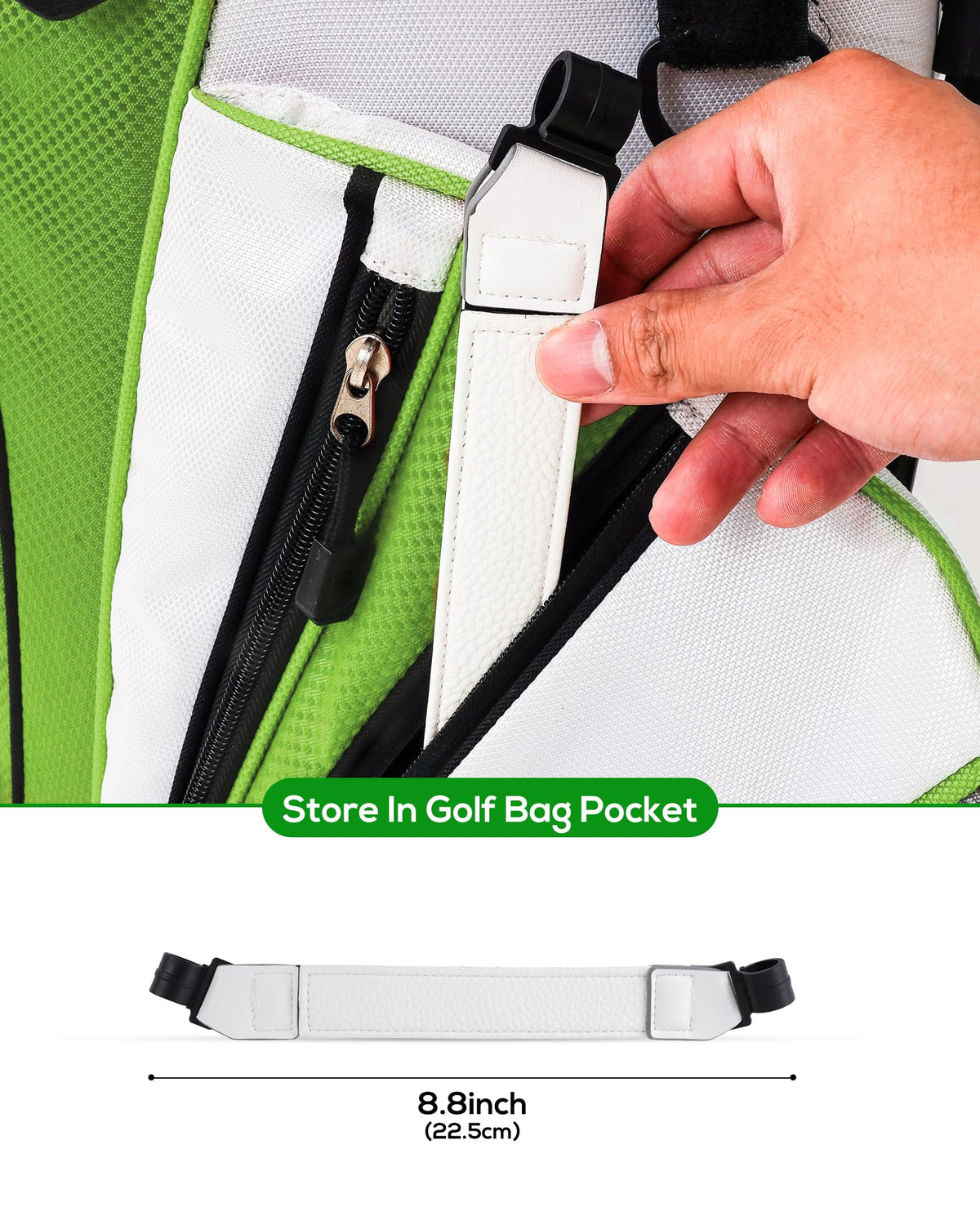 BIG TEETH leg strap adjustable closure for snug fit on bag legs
