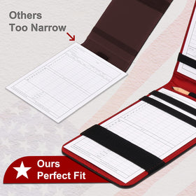 BIG TEETH scorecard holder inside view showing elastic bands for secure cards.