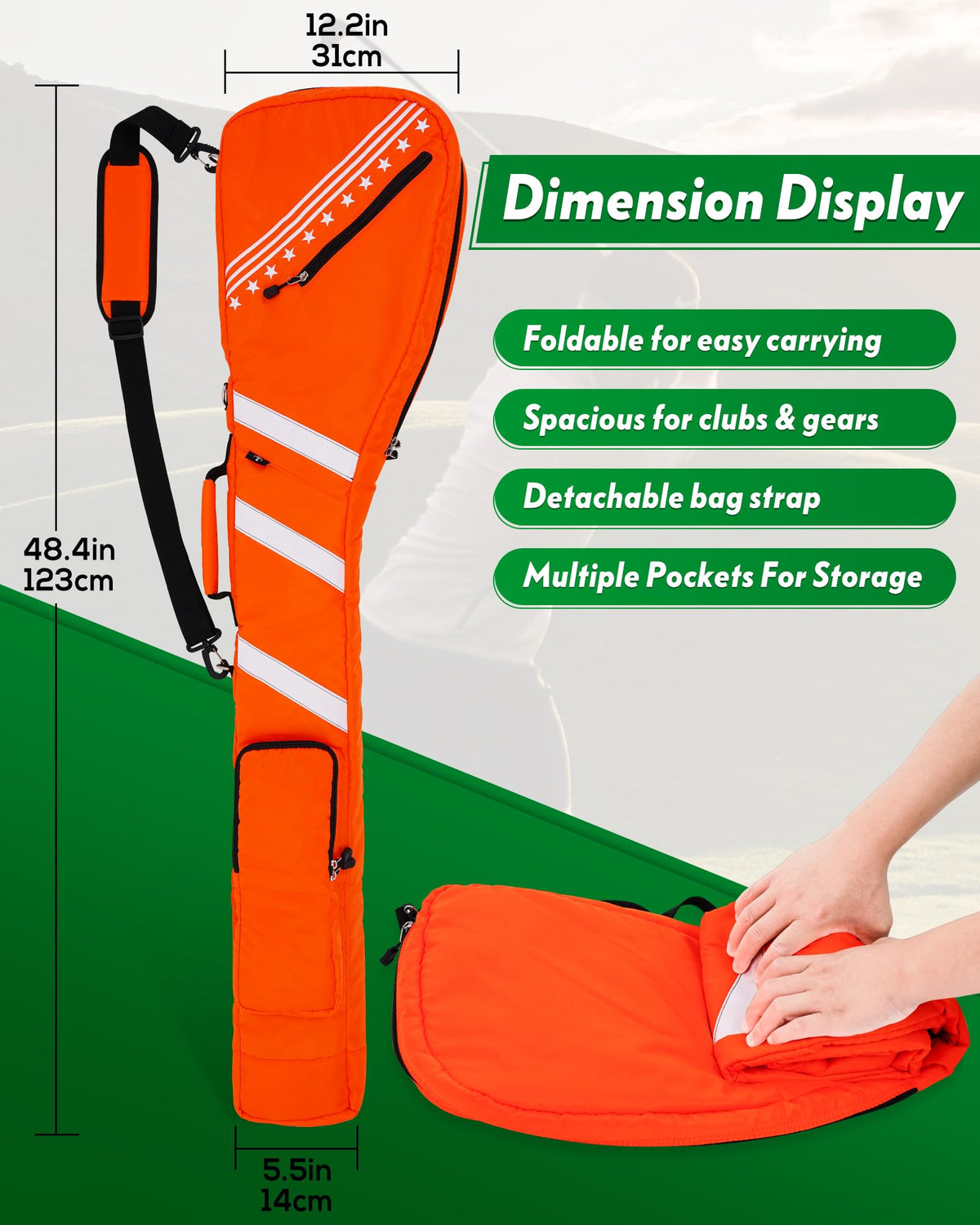 Bright multi-color Big Teeth Golf Sunday Bag with comfortable padded strap.
