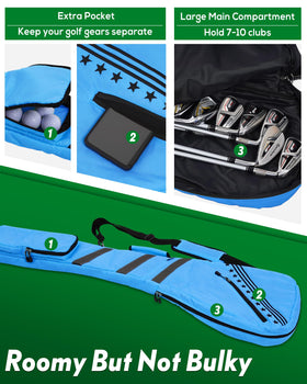 Big Teeth Golf Sunday Bag takes minimal space when not in use