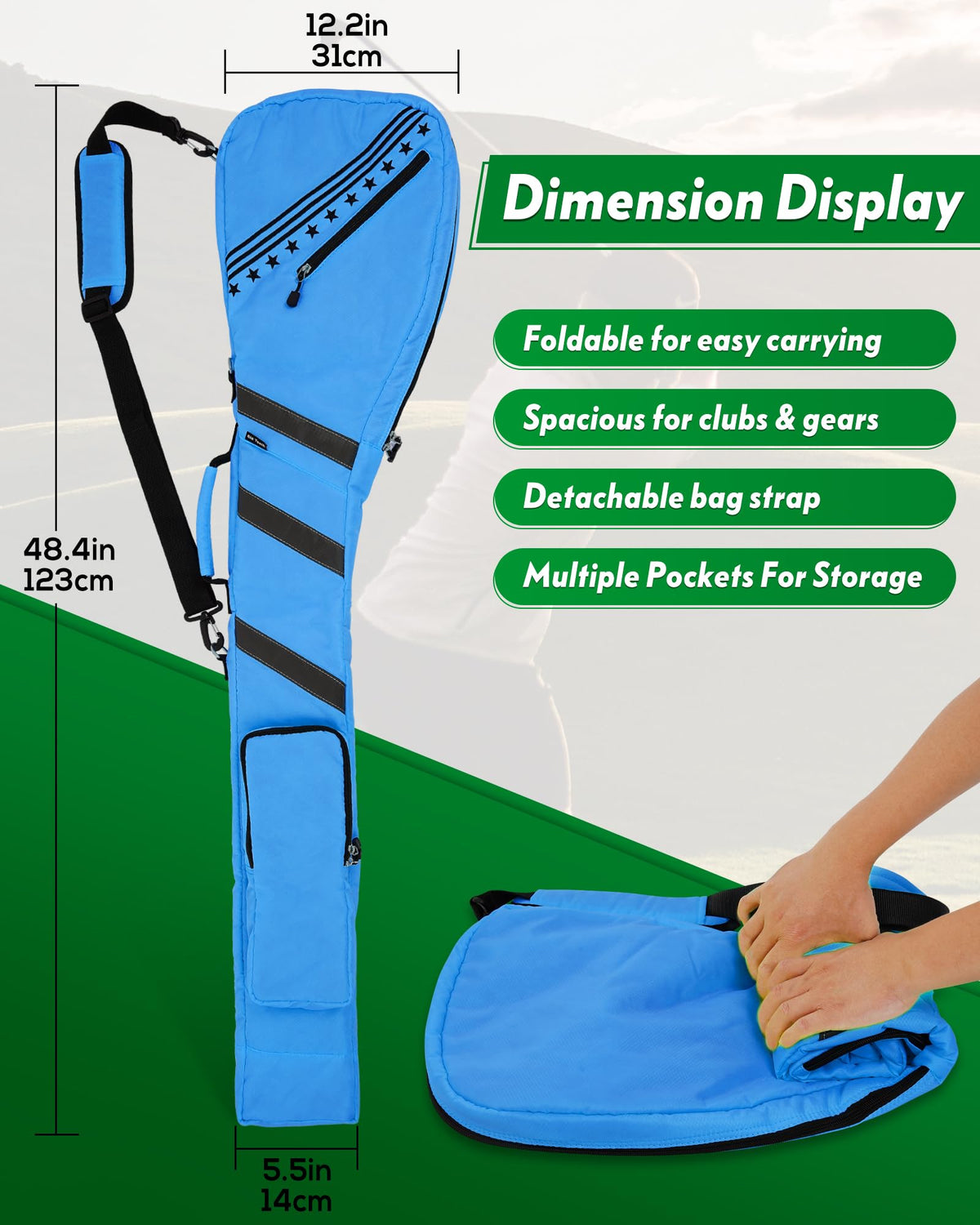 Big Teeth Golf Sunday Bag holds 7-10 clubs with easy organization