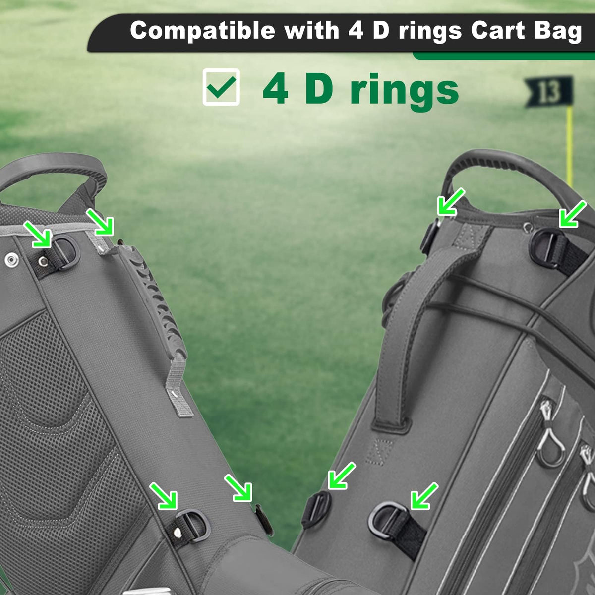 BIG TEETH adjustable length strap fits different players and bag sizes.