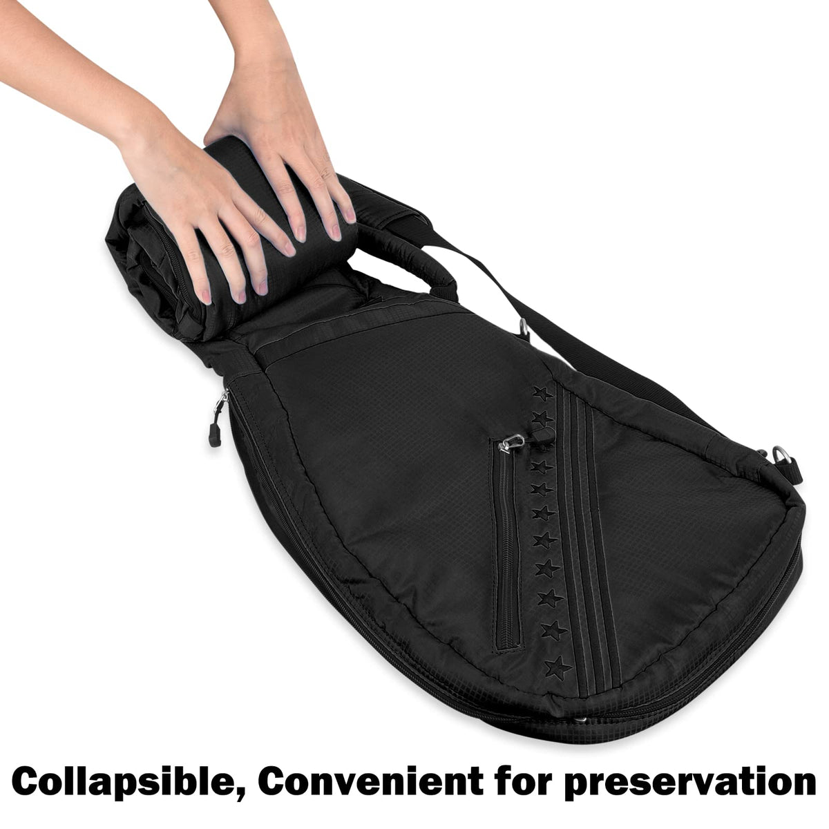 BIG TEETH Sunday Carry Bag folded showcases its space-saving, collapsible feature.