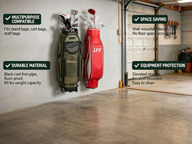 BiJun golf bag organizer for garage space-saving rack with sturdy load capacity
