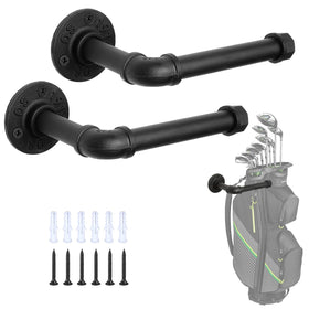 BiJun wall mount golf bag rack keeps your bag off the floor and accessible.
