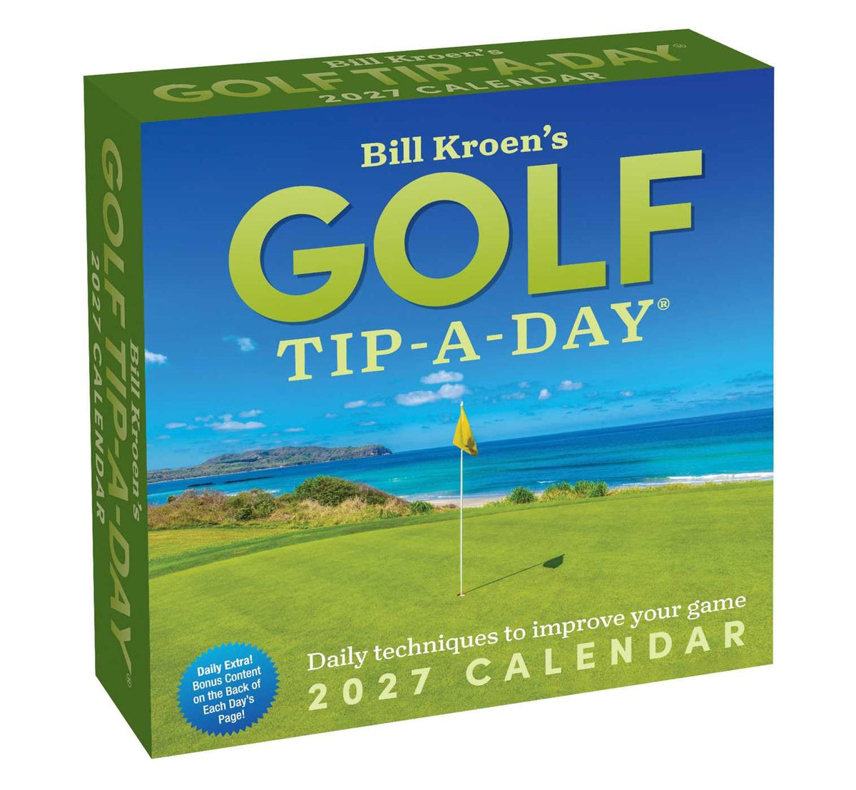 Bill Kroen's Golf Tip-A-Day 2027 calendar cover, ideal for daily tips and practice reminders.