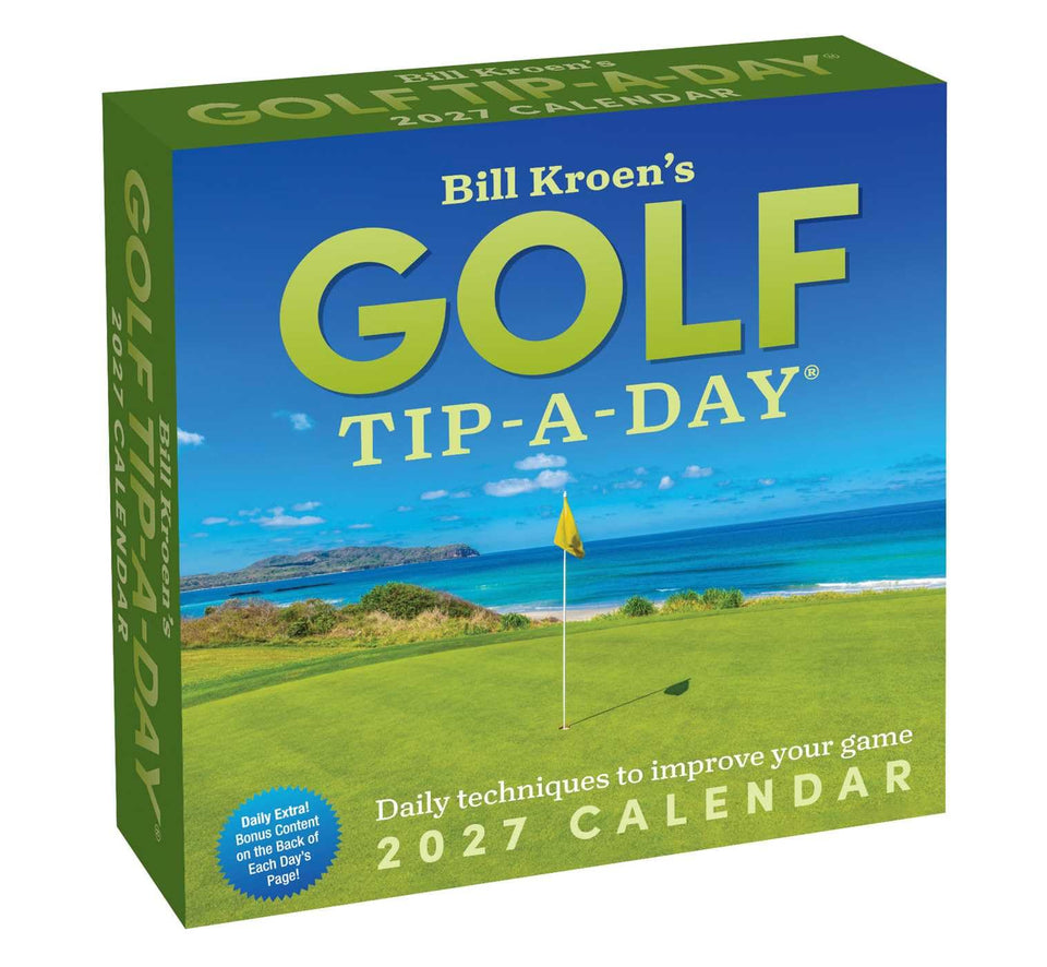 Bill Kroen's Golf Tip-A-Day 2027 calendar cover, ideal for daily tips and practice reminders.