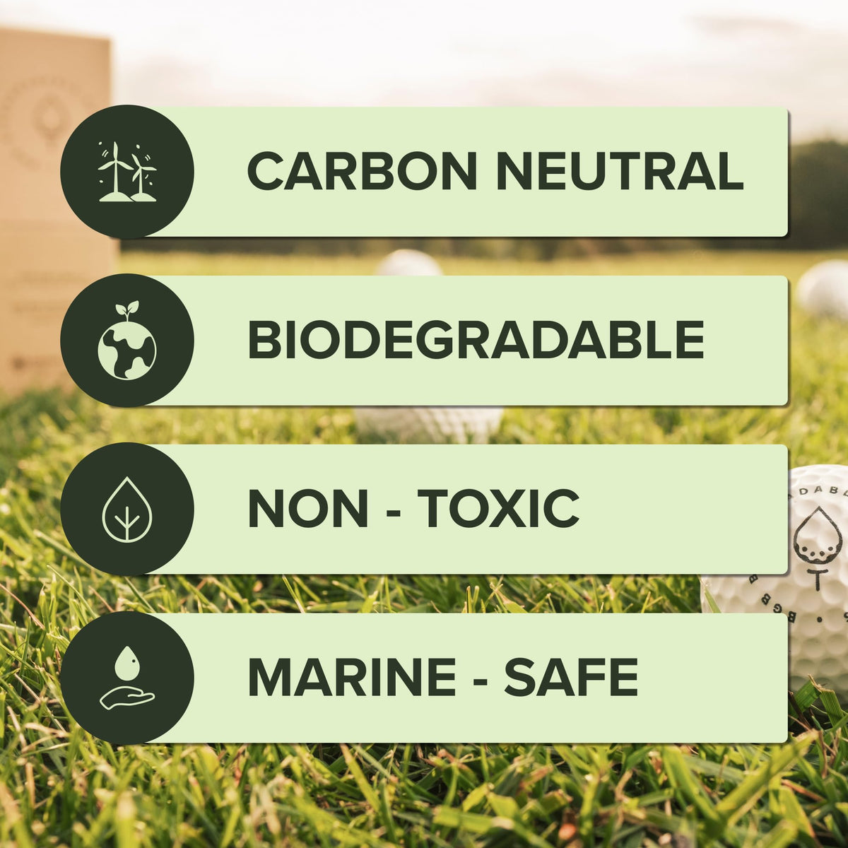 Biodegradable Golf Balls in sustainable packaging for eco-conscious gifting.