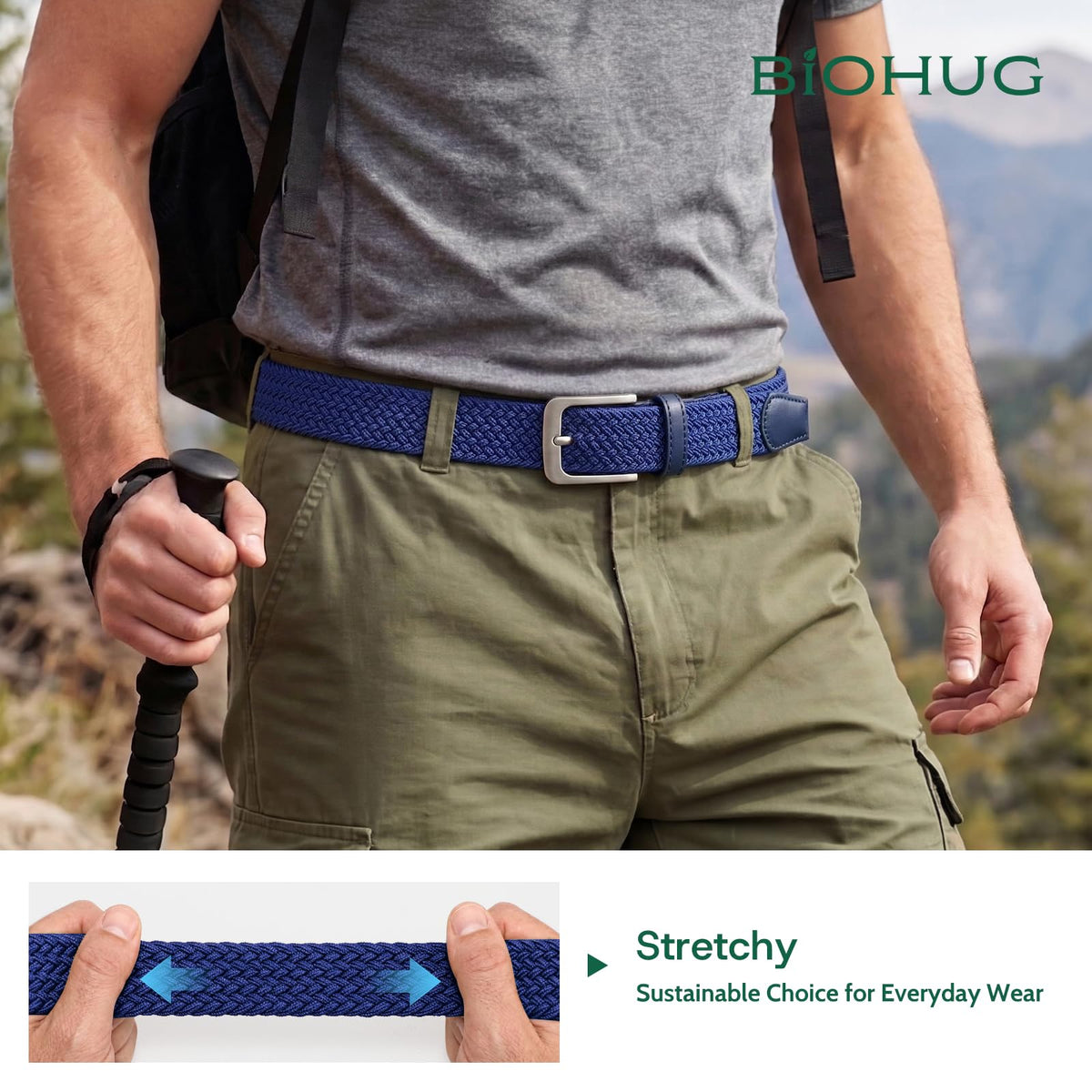 BIOHUG belt paired with jeans delivers casual daily comfort.