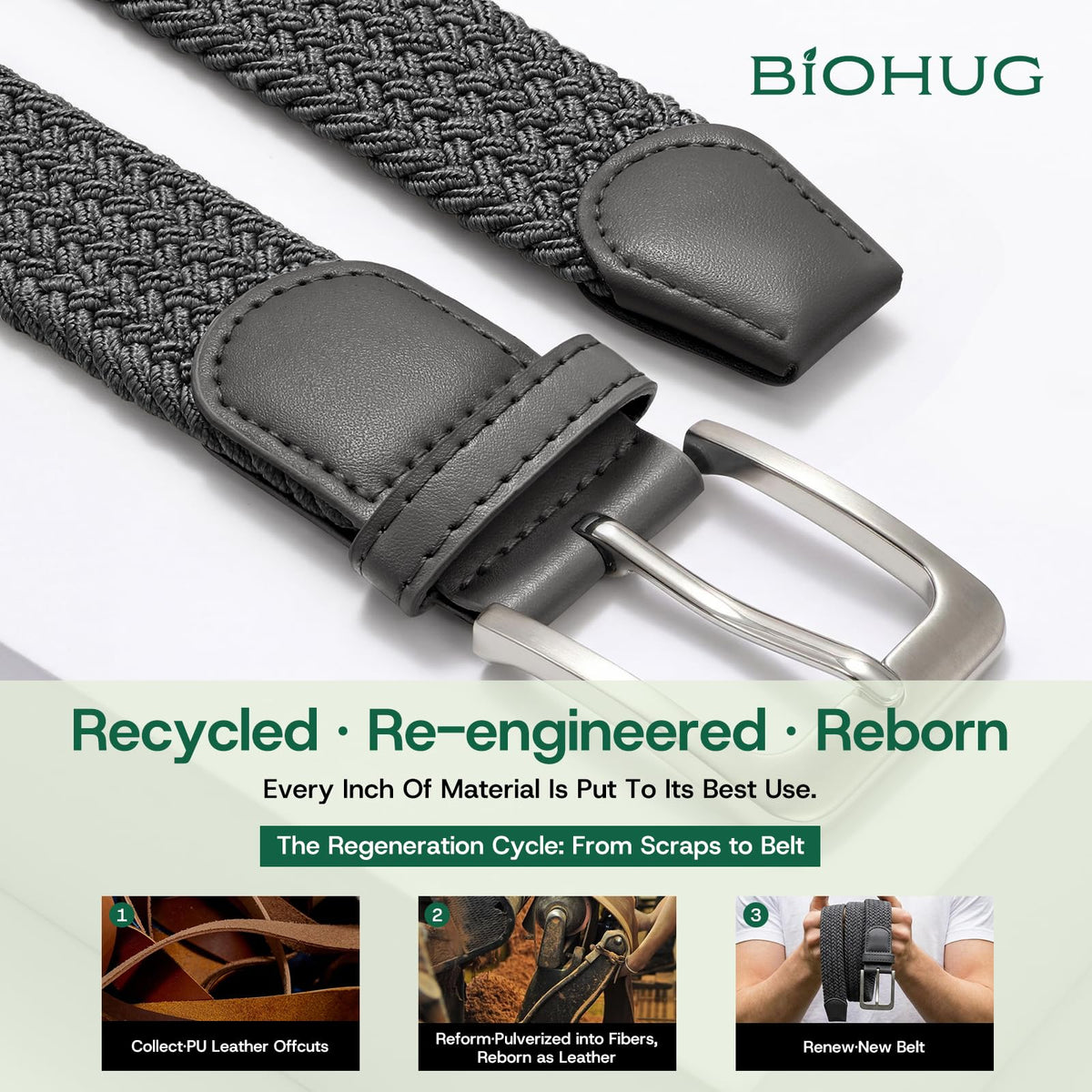 BIOHUG elastic band extended to show four inches of give for comfort