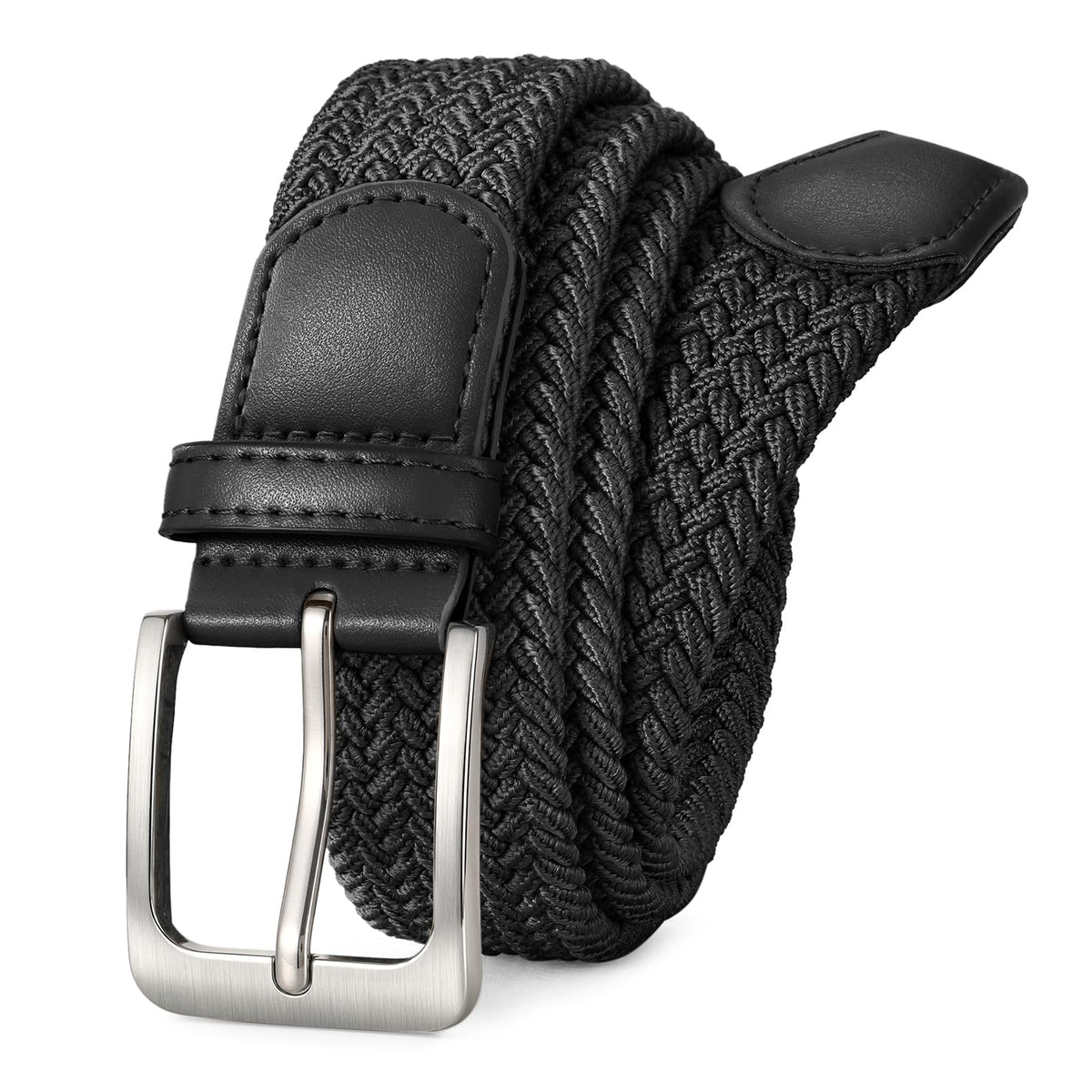 BIOHUG elastic braided belt front view with comfortable fit.